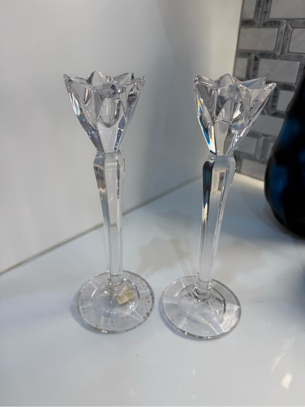 Waterford Crystal by Marquis Flower Candlestick Pair - Clear